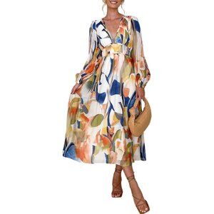 Women's Boho Floral Maxi Dress Long Sleeve Summer Fall Wedding Guest